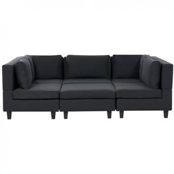 Sofá Modular U-Shape 5 Plazas con Otomana Acolchada en Tela Negra