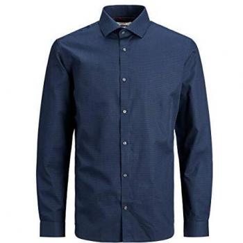 Jack & Jones Jprblaviggo Dobby Shirt L/S Noos Camisa, Azul Marino, XL para Hombre