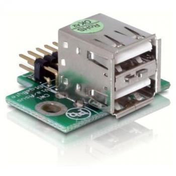 Adaptador USB Pinheader 10-pines a 2x USB 2.0 hembra - Delock 41763
