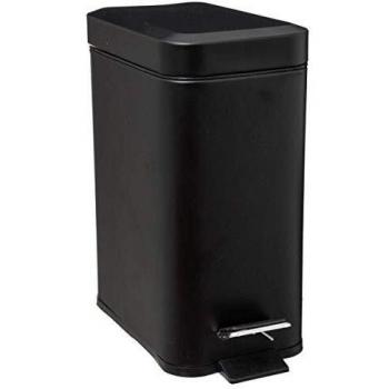 Papelera Rectangular de 5 Litros con Sistema Soft Close en Acero Inoxidable Negro