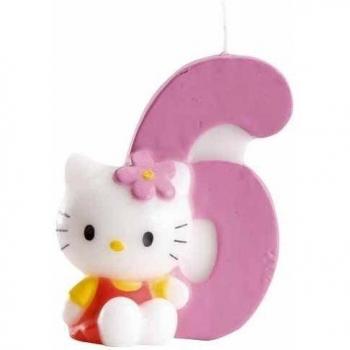 Dekoback 02-08-00173 - Vela para Tartas con número 6, diseño de Hello Kitty