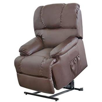 Deluxe - Sillón Relax Masaje Elevador Levanta Personas Reclinable Deluxe Eléctrico Calor Lumbar - Para Personas Mayores O Movilidad Reducida - Polipiel De Máxima Calidad | Marrón Chocolate