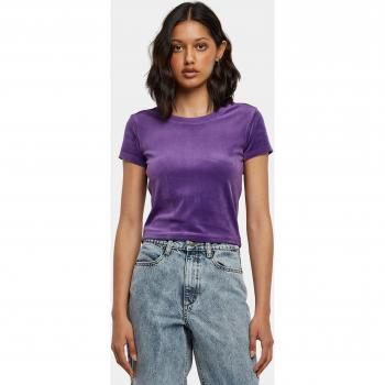 Camiseta corta de terciopelo para mujer Urban Classics color lila