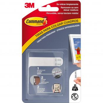 Command Tiras Adhesivas para Colgar Cuadros Pequeños, Pack de 4 x 2 Tiras Blancas Pequeñas, Para Marcos de hasta 20 x 25 cm, Colgar Sin Agujeros y Sin Taladrar