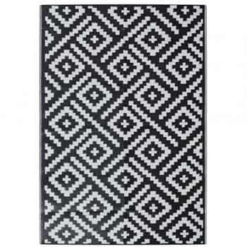 Alfombra de exterior PP blanco y negro 160x230 cm