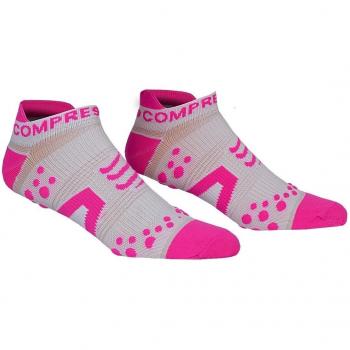 Compressport Pro Racing V2 Run Lo - Calcetines para mujer, color blanco / rosa, talla S