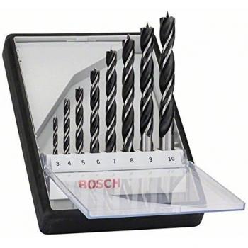Bosch Professional Robust Line - Juego de 8 Brocas Helicoidales para Madera, Diámetro 3-10mm, Accesorios para Taladro