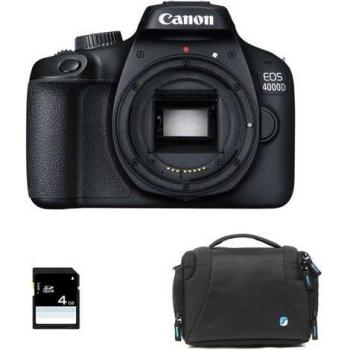 Cámara Réflex Digital Canon EOS 4000D Cuerpo Negro + Bolsa + Tarjeta SD de 16GB