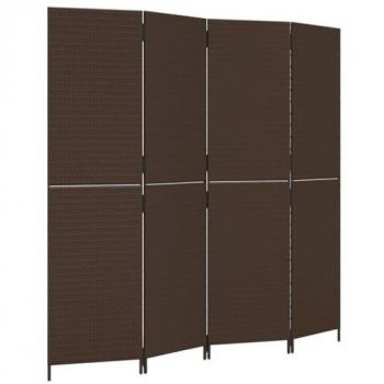 Biombo de 4 paneles ratán sintético marrón vidaXL