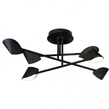 Plafón Semiempotrado Mediano 6 Luces LED 45W 3000K Negro - Mantra Capuccina