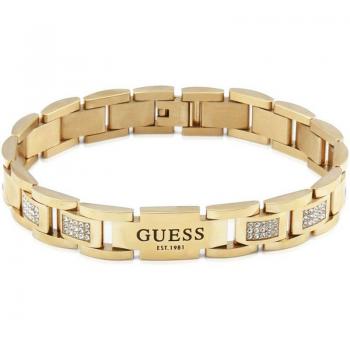 Pulsera Guess LION KING JUMB01342JWYGT-U para Hombre, Acero Inoxidable Dorado, 21 cm con Circonitas