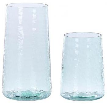 Set de 2 Jarrones Decorativos de Vidrio Transparente Hechos a Mano 25/17 cm