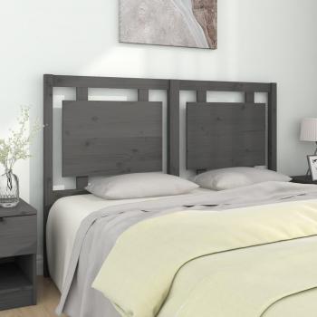 Cabecero de cama gris 145,5x4x100 cm madera maciza de pino
