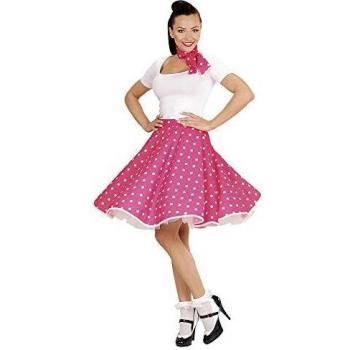 Conjunto de Falda y Pañuelo Retro para Dama Años 50 con Lunares Rosa