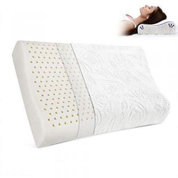 Almohada Cervical Latex, Almohada Ortopedica Reduce Dolores Cervicales, Almohada Ergonómico para Dormir Profundamente, Almohadas para Cuello De Doble Onda and Funda De Almohada De Lujo