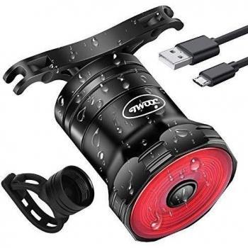 CHYBFU Luz Trasera Bicicleta Recargable USB, Inteligente Luz Freno Bicicleta con Inducción de Freno de Encendido/Apagado Auto, Luces LED Bicicleta IPX6 Impermeable y 6 Modos para Carretera y Montaña