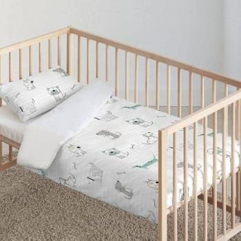 Funda Nórdica para Cuna Kids&Cotton Huali Small 115 x 145 cm, incluye almohada, fabricada en 100% algodón ecológico, tamaño adecuado para cunas de 70 cm