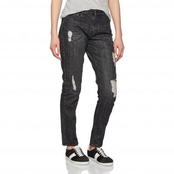 Urban Classics Women's Black Boyfriend Denim Pants