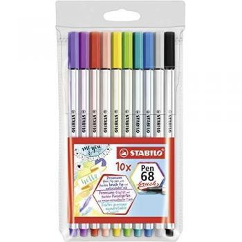 Rotulador punta de pincel STABILO Pen 68 brush - Estuche con 10 colores