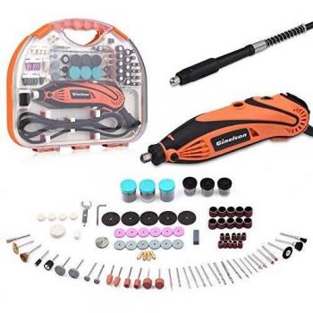 Mini Amoladora Eléctrica, Ginelson Herramienta rotativa multifunción con Eje Flexible/Portabrocas Sin Llave/ 150 Accesorios para Manualidad y Creación Bricolaje