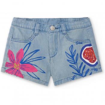 Tuc Tuc Short de niña denim con estampado Acid Bloom