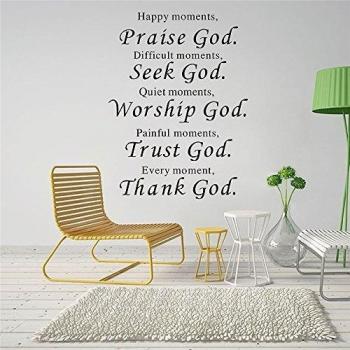 Adhesivos decorativos para pared, diseño con texto en inglés Alabanza a Dios Busca a Dios Adoración a Dios, Confianza en Dios, Gracias a Dios, bendición religiosa