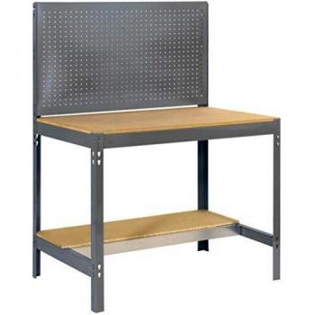 SimonRack Banco de Trabajo Taller con Capacidad de Carga de 600 kg, Dimensiones 1445x1510x610 mm, Mesa de Trabajo en Color Gris/Madera - Modelo BT2