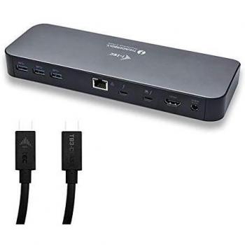 i-tec Thunderbolt 3 Docking Station 2X 4K con Power Delivery hasta 65W, Incluso 2X Thunderbolt 3 Cable - 150cm + 70cm