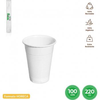 Vasos de Plástico Desechable Irrompible de Polipropileno 220 cc color Blanco - Paquete de 100 Uds - Ideal para fiestas y eventos Marca Maxi Products