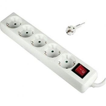Alargadera 5 Tomas con Interruptor 1,5m 3x1,5mm2 Blanco 230 Voltios