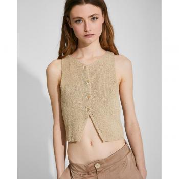 Naëlle - Crop top de mujer de punto con cuello halter