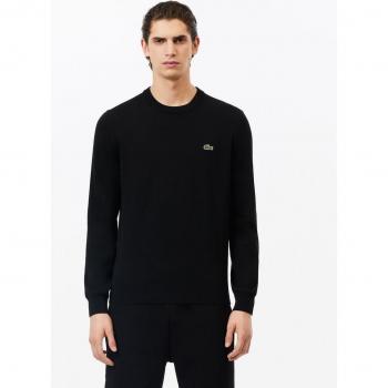 Jersey Lacoste AH1985-00 - Jersey de hombre negro con el cuello redondo, estilo clásico