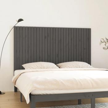 Cabecero de cama de pared gris madera maciza de pino 185x3x110 cm