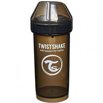 Twistshake Kid Cup Vaso de Aprendizaje para Beber con Antiderrame Boquilla y Mezclador de Frutas 360 ml, Taza de Entrenamiento para Sorber para Bebé, Sin BPA, 12+ Meses, Negro