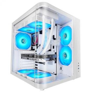 Caja Gaming ATX Mars Gaming MC-CURV, Triple Cristal Templado Curvado, Doble Cámara, USB-C y USB 3.0, Blanco