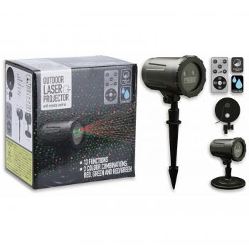 Foco Proyector Láser con tecnología LED, diseño compacto, alta eficiencia energética, proyección de imágenes y patrones personalizados, control remoto incluido, fácil instalación y uso en interiores y exteriores