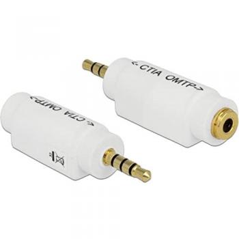 Adaptador DeLOCK 65590 de 3,5 mm 4 pines macho a hembra, cable de interfaz blanco