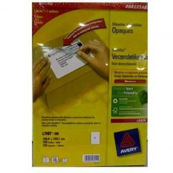 Etiquetas Laser Avery L7167 - 100 unidades - 199,6 x 289,1 mm - Blancas Opacas