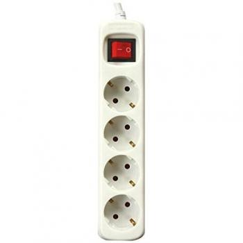 Silver Electronics 9638 Regleta Tomas con Interruptor, Blanco, 4 Enchufes / 3 metros