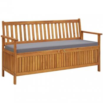 Acacia Wood Outdoor Storage Bench with Cushion 58.3
