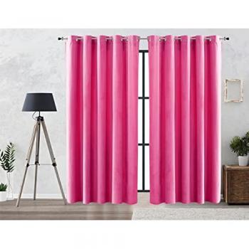 Cortina Oscurante Aterciopelada Rosa 300x260 cm con Ojales Metálicos
