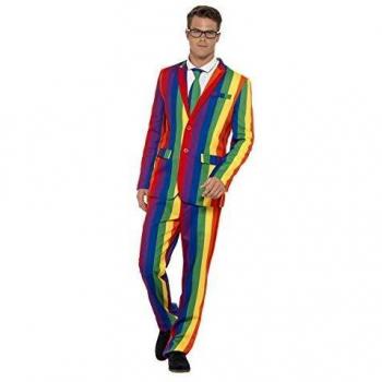 Smiffy's-27560L Traje Over The Rainbow, con Chaqueta, pantalón y Corbata, Multicolor, One Size