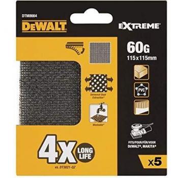 DeWalt DTM8664-QZ DTM8664-QZ-Lija de malla 1/4 de hoja, grano 60, para usar con todo tipo de lijadora orbital, 0 W, 0 V, Set de 6 Piezas