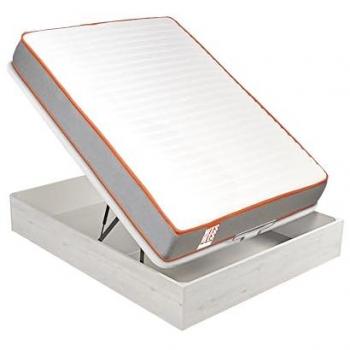 Pack colchón sostenible muelle ensacado visco y canapé abatible glaciar gran capacidad 90x190 con entrega, montaje en domicilio y retirada de usado incluida, color gris, 3 años de garantía
