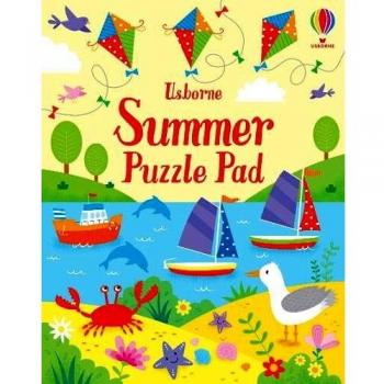 Summer Puzzle Pad - Bloc de rompecabezas con diseño veraniego, incluye 100 páginas en blanco para resolver acertijos, tamaño A4, papel de alta calidad, ideal para todas las edades y perfecto para entretenimiento en vacaciones