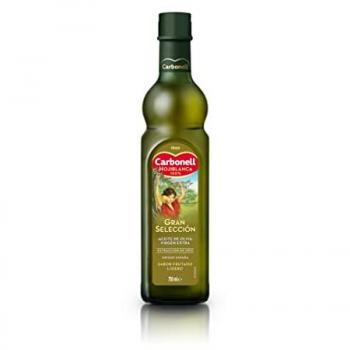 Carbonell Hojiblanca - Aceite de Oliva Virgen Extra Gran Selección, botella de vidrio 750 ml, origen España, sabor frutado ligero ideal para platos fríos, carnes, pescados y pastas