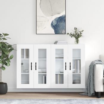 Armarios de Pared 2 Uds. Blanco en Madera Multicapa