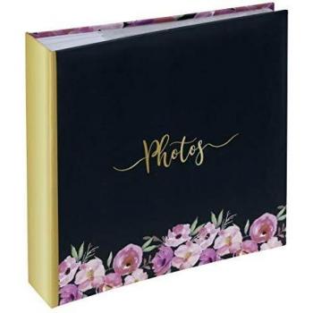 Hama Flower Photos - Álbum de Fotos en Blanco para 200 Fotos de 10 x 15 cm, con Ranuras para CD, Color Azul, Rosa, Verde y Dorado