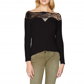 Naf Naf Jhnt57d, Camiseta de Manga Larga para Mujer, Negro
