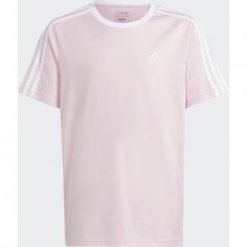 Camiseta adidas 3 bandas niña rosa